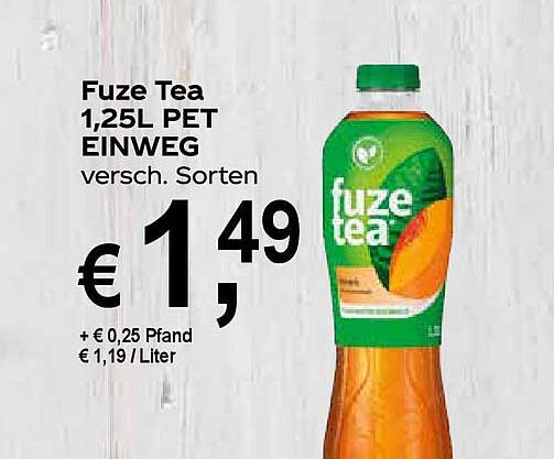 Fuze Tea 1,25L PET EINWEG – verschiedene Sorten