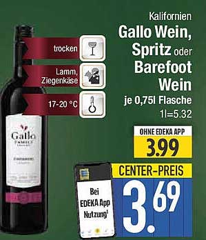 Gallo Wein, Spritz oder Barefoot Wein je 0,75l Flasche