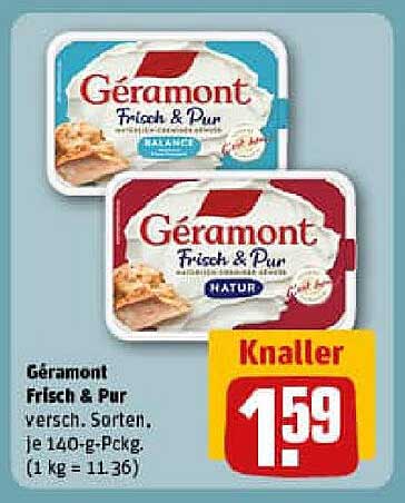 Géramont Frisch & Pur verschiedene Sorten 140-g-Pkg.