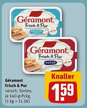 Géramont Frisch & Pur, verschiedene Sorten je 140-g-Packung