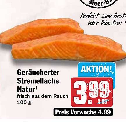 Geräucherter Stremlachs Natur - frisch aus dem Rauch
