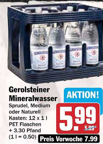 Gerolsteiner Mineralwasser 12 x 1 l Kasten - Sprudel, Medium oder Naturell