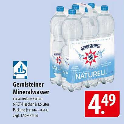 Gerolsteiner Mineralwasser 6 PET-Flaschen à 1,5 Liter