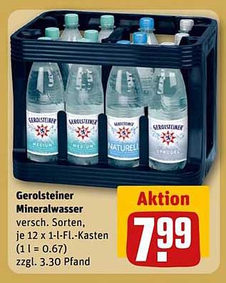Gerolsteiner Mineralwasser, verschieden Sorten, je 12 x 1-L-Fl.-Kasten