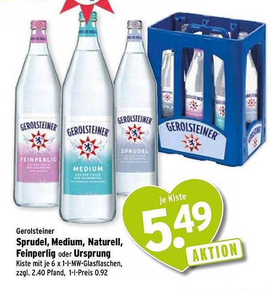 Gerolsteiner Sprudel, Medium, Naturell, Feinperlig oder Ursprung