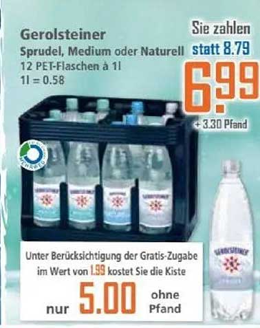 Gerolsteiner Sprudel, Medium oder Naturell – 12 PET-Flaschen à 1 l