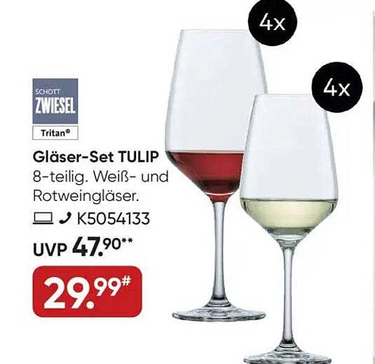 Gläser-Set TULIP 8-teilig - Weiß- und Rotweingläser von SCHOTT ZWIESEL
