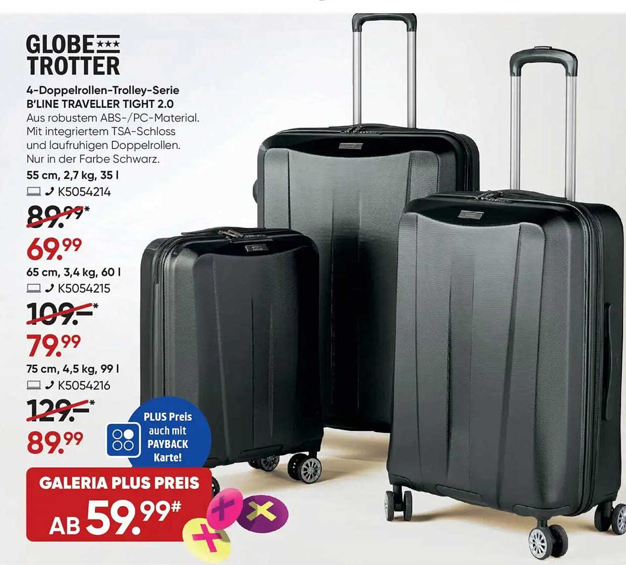 GLobe Trotter 4-Doppelrollen-Trolley-Serie B'LINE TRAVELLER TIGHT 2.0