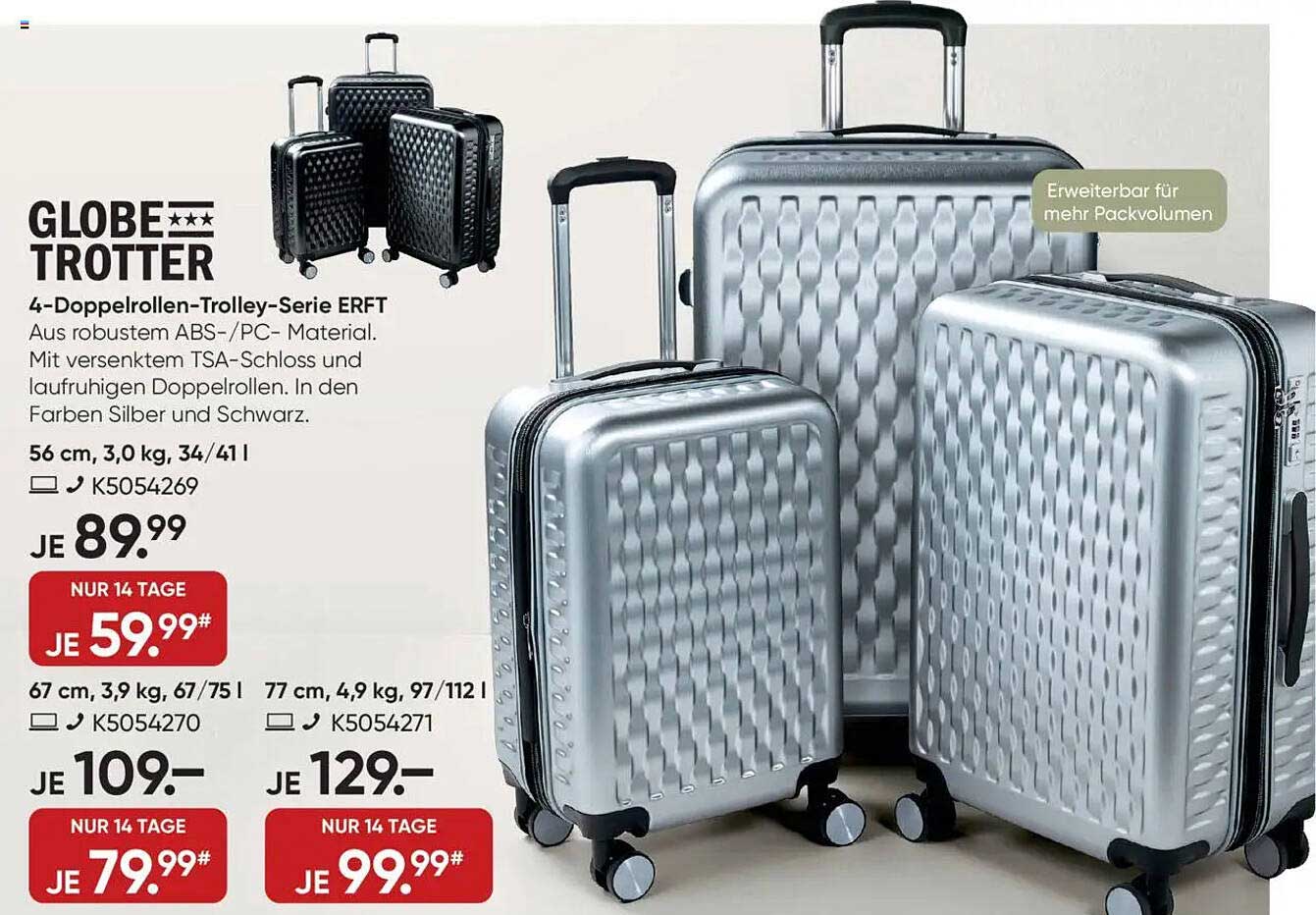 GLOBE TROTTER 4-Doppelrollen-Trolley-Serie ERFT