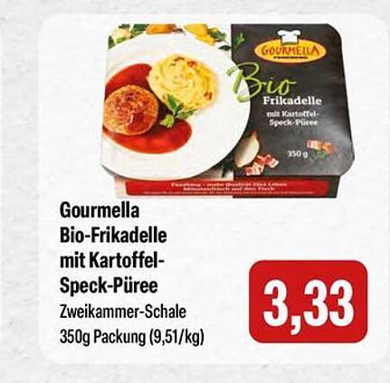 Gourmella Bio-Frikadelle mit Kartoffel-Speck-Püree