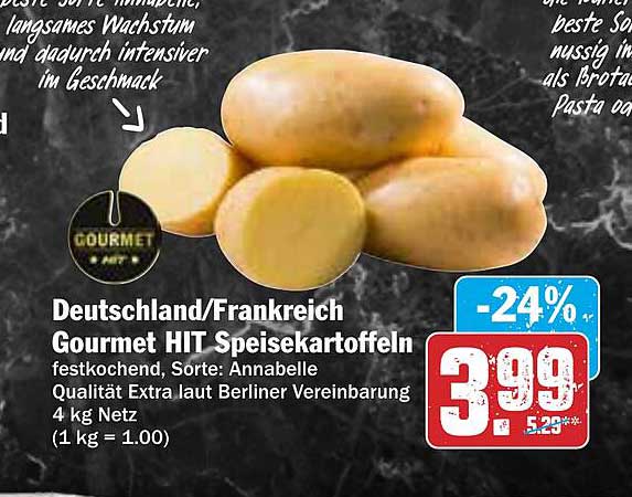 Gourmet HIT Speisekartoffeln (4 kg Netz, Sorte: Annabelle)