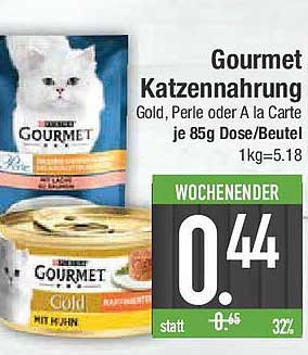 Gourmet Katzennahrung Gold, Perle oder A la Carte je 85g Dose/Beutel