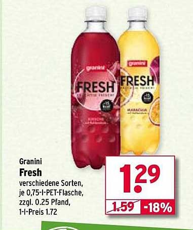 Granini Fresh 0,75-Liter PET-Flasche, verschiedene Sorten