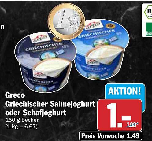 Greco Griechischer Sahnejoghurt oder Schafjoghurt 150 g Becher