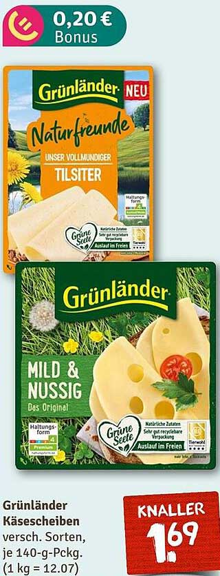 Grünländer Käse-Scheiben – Mild & Nussig oder Naturfreunde Tilister