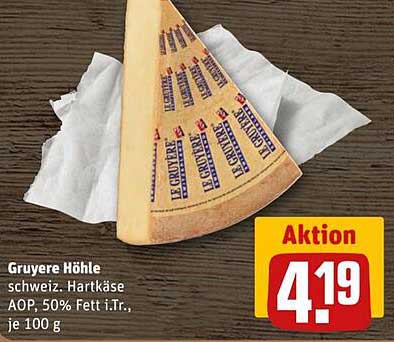 Gruyere Höhle - Hartkäse AOP, 50% Fett i.Tr., je 100 g