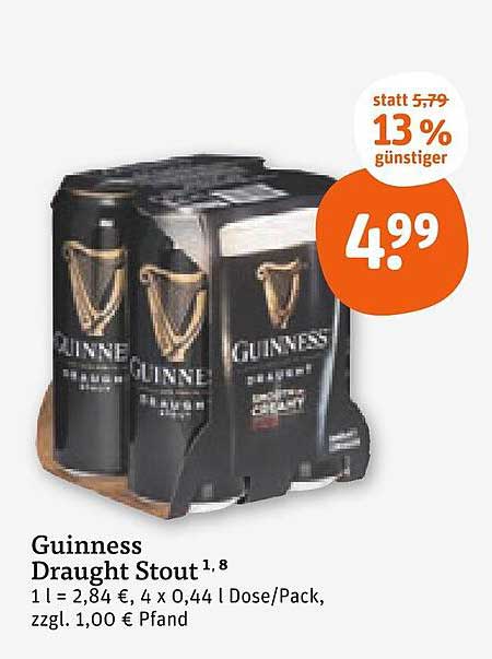 Guinness Draught Stout 4 x 0,44 l