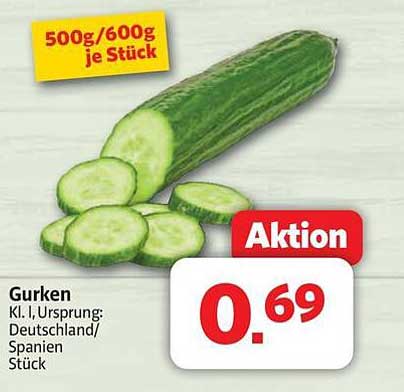 Gurken Kl. I, Ursprung: Deutschland/Spanien, Stück