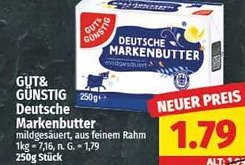 GUT& GÜNSTIG Deutsche Markenbutter mildgesäuert, 250g