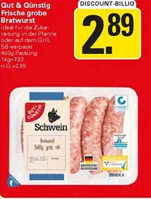 Gut & Günstig Frische grobe Bratwurst