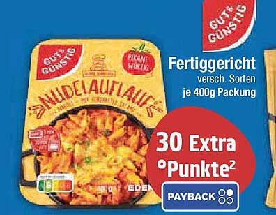 GUT & GÜNSTIG Nudelauslauf 400g - Fertiggericht in verschiedenen Sorten