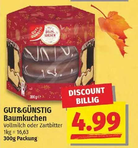 GUT&GÜNSTIG Baumkuchen Vollmilch oder Zartbitter 300g