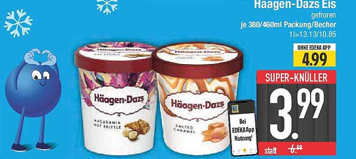 Häagen-Dazs Eis gefroren je 380/460ml Packung/Becher