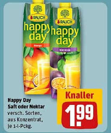 Happy Day Saft oder Nektar - versch. Sorten, aus Konzentraten, je 1-L-Pckg.