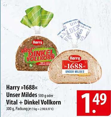 Harry »1688« Unser Mildes oder Vital + Dinkel Vollkorn