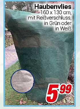 Haubenvlies 160 x 130 cm mit Reißverschluss in Grün oder Weiß