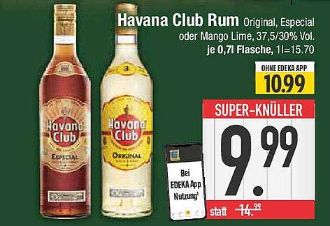 Havana Club Rum Original, Especial oder Mango Lime, 0,7l