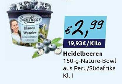Heidelbeeren 150-g-Nature-Bowl aus Peru/Südafrika Kl. I