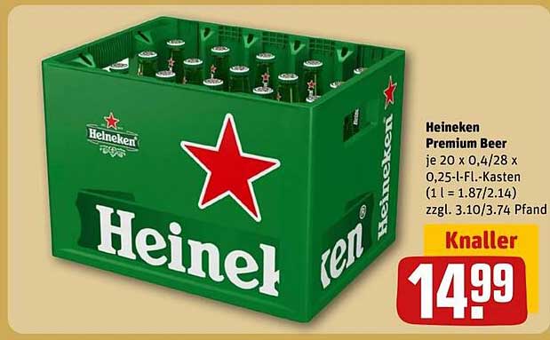 Heineken Premium Beer je 20 x 0,4/28 x 0,25-l.-Fl.-Kasten