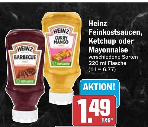 Heinz Feinkostsaucen, Ketchup oder Mayonnaise - verschiedene Sorten 220 ml Flasche