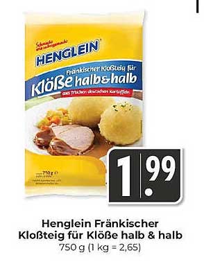 Henglein Fränkischer Kloßteig für Klöße halb & halb 750 g