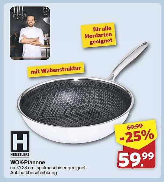 HENSSLERS WOK-Pfanne Ø 28 cm mit Wabenstruktur