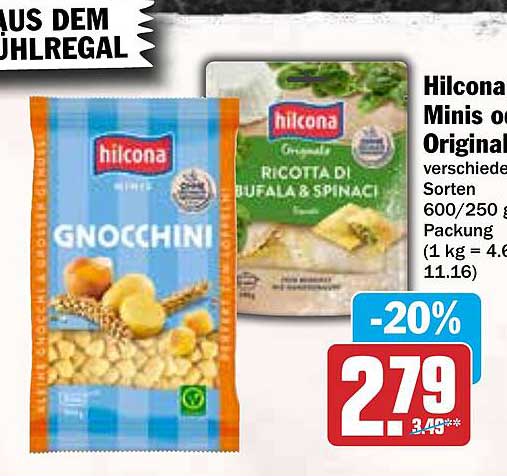 Hilcona Gnocchini Minis oder Ricotta di Bufala & Spinaci 250g
