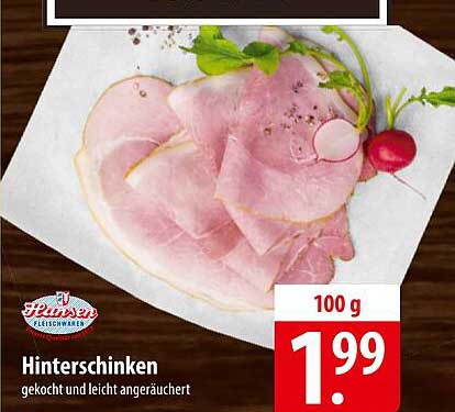 Hinterschinken gekocht und leicht angeräuchert