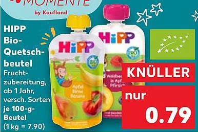 HIPP Bio-Quetschbeutel Fruchtzubereitung ab 1 Jahr, verschiedene Sorten