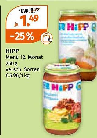 HIPP Menü 12. Monat 250 g - Verschiedene Sorten