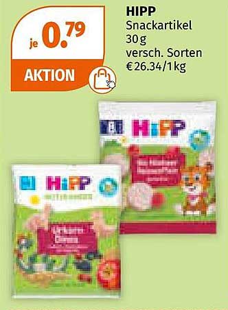 HIPP Snackartikel 30g versch. Sorten, nur für 0,79 €