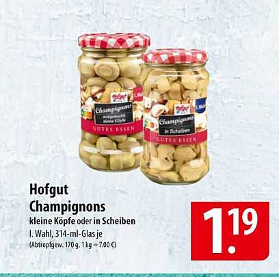 Hofgut Champignons kleine Köpfe oder in Scheiben