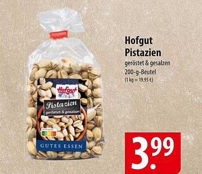 Hofgut Pistazien geröstet & gesalzen 200-g-Beutel
