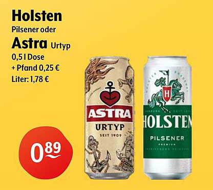 Holsten Pilsener oder Astra Urtyp - 0,5 l Dose