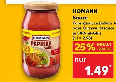 HOMANN Sauce Paprikasauce Balkan A oder Currywurst-Sauce 500-ml-Glas