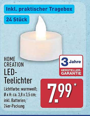 HOME CREATION LED-Teelichter 24er-Packung