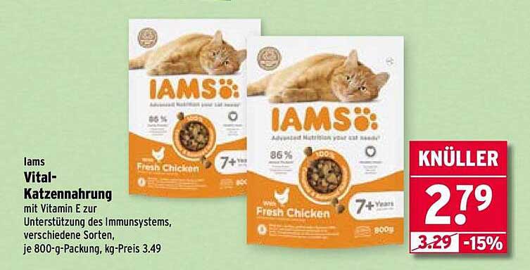 Iams Vital-Katzennahrung mit Vitamin E zur Unterstützung des Immunsystems, verschiedene Sorten