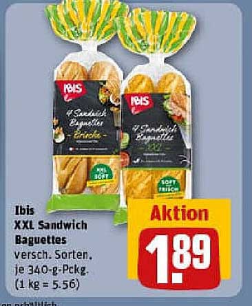 Ibis XXL Sandwich Baguettes - Verschiedene Sorten, je 340-g-Packung