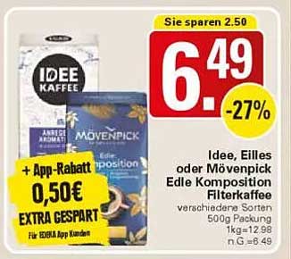 Idee, Eilles oder Mövenpick Edle Komposition Filterkaffee 500g