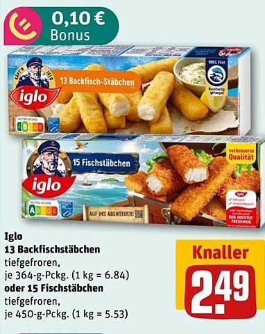 Iglo 13 Backfischstäbchen oder 15 Fischstäbchen - super Preis!